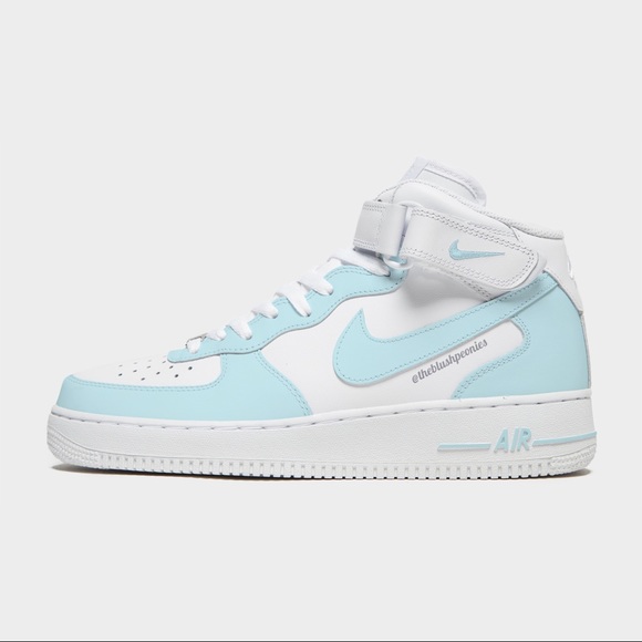 Nike Custom Painted Air Force 1 Mid Top - Light Blue NWT - Picture 13 of 15